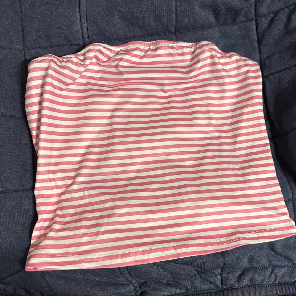 Pink and White Striped Tube Top